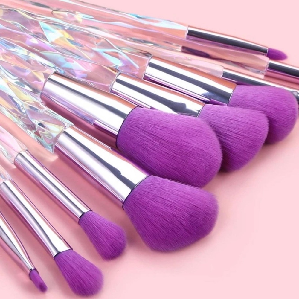10 piece makeup brush set purple